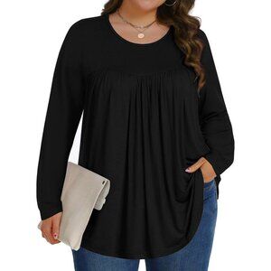 Fantaslook Womens Long Sleeve Crew Neck Tunic Blouse NIP SIXE 2XL - BLACK